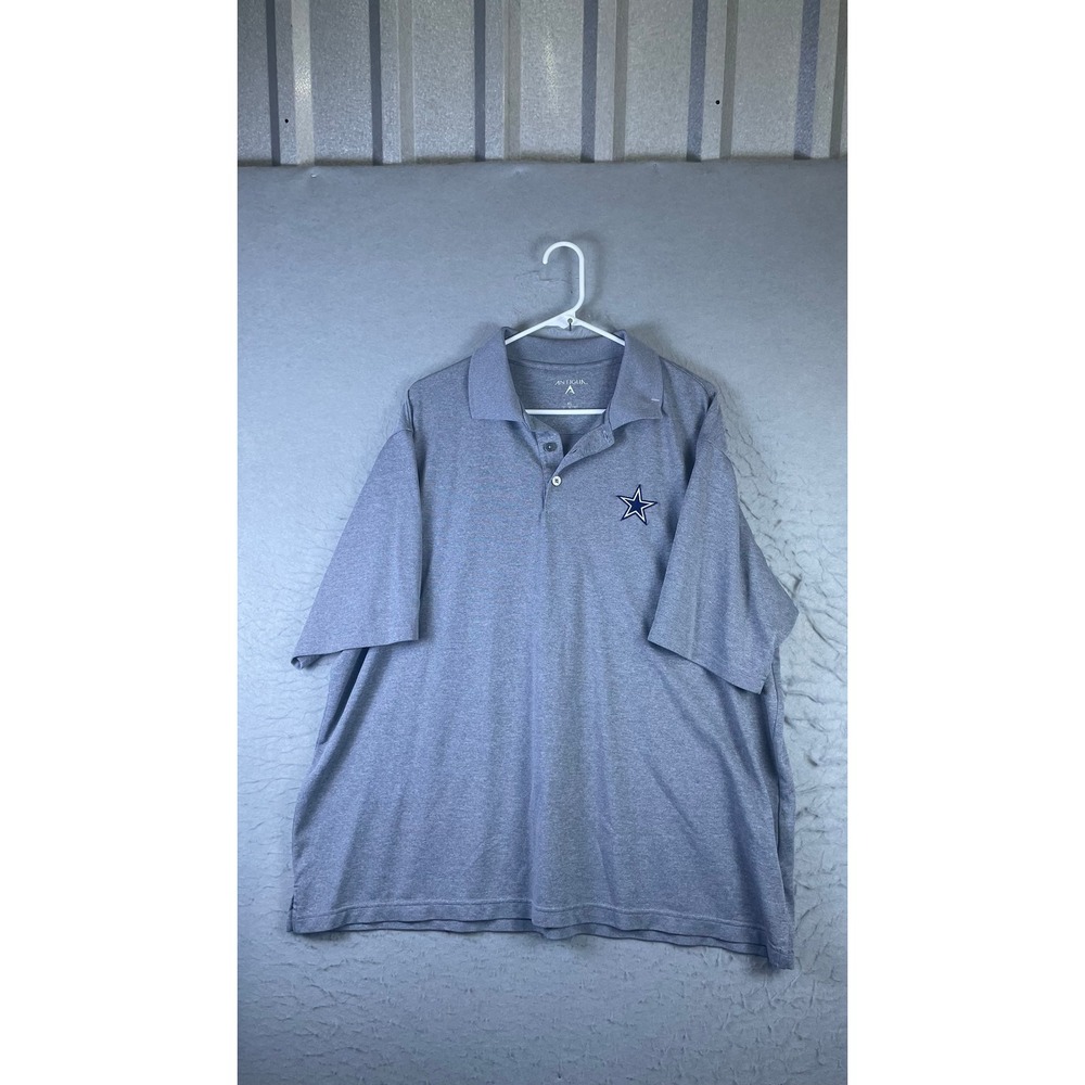 Antigua Polo Shirt Mens XL Grey Exc Dallas Cowboys Star Logo Pique Short Slv